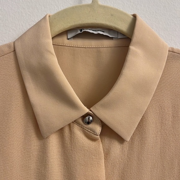 T by Alexander Wang Short Sleeve Button Down Sheer 100% Silk Blouse - Picture 2 of 11